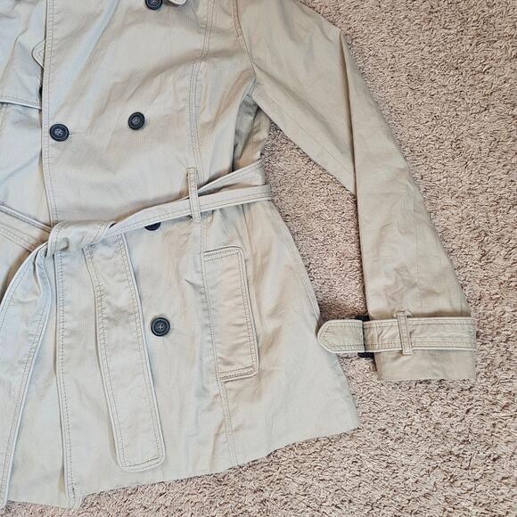 American Eagle Outfitters Trench Coat Womens Med Beige Double Breasted Belted - Picture 4 of 16